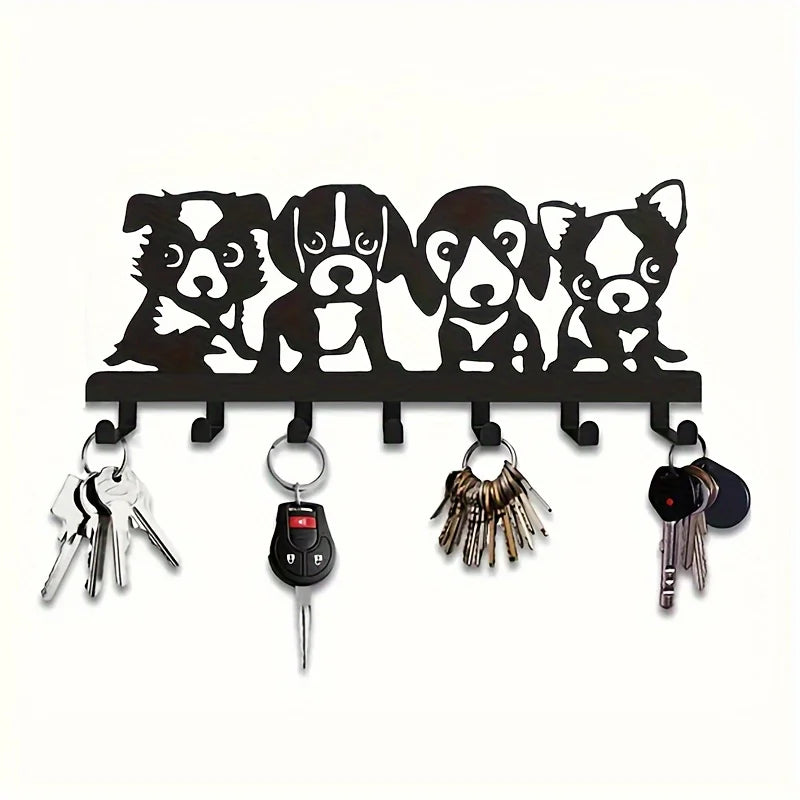 1Pc Metal Chic Dog-Shaped Metal Wall Hook - Easy Install for Coats, Hats, Towels & Keys - Artistic Home Decor