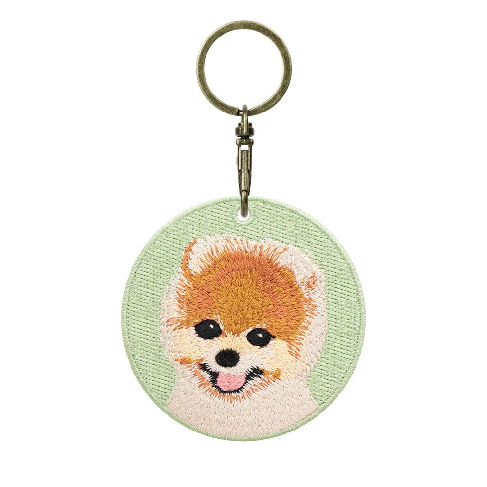 Double-Sided Embroidered Dog Keychain-Corgi Husky Poodle Border Collie Bag Pendant Cute Puppy Pet Accessories Gift for Men Women