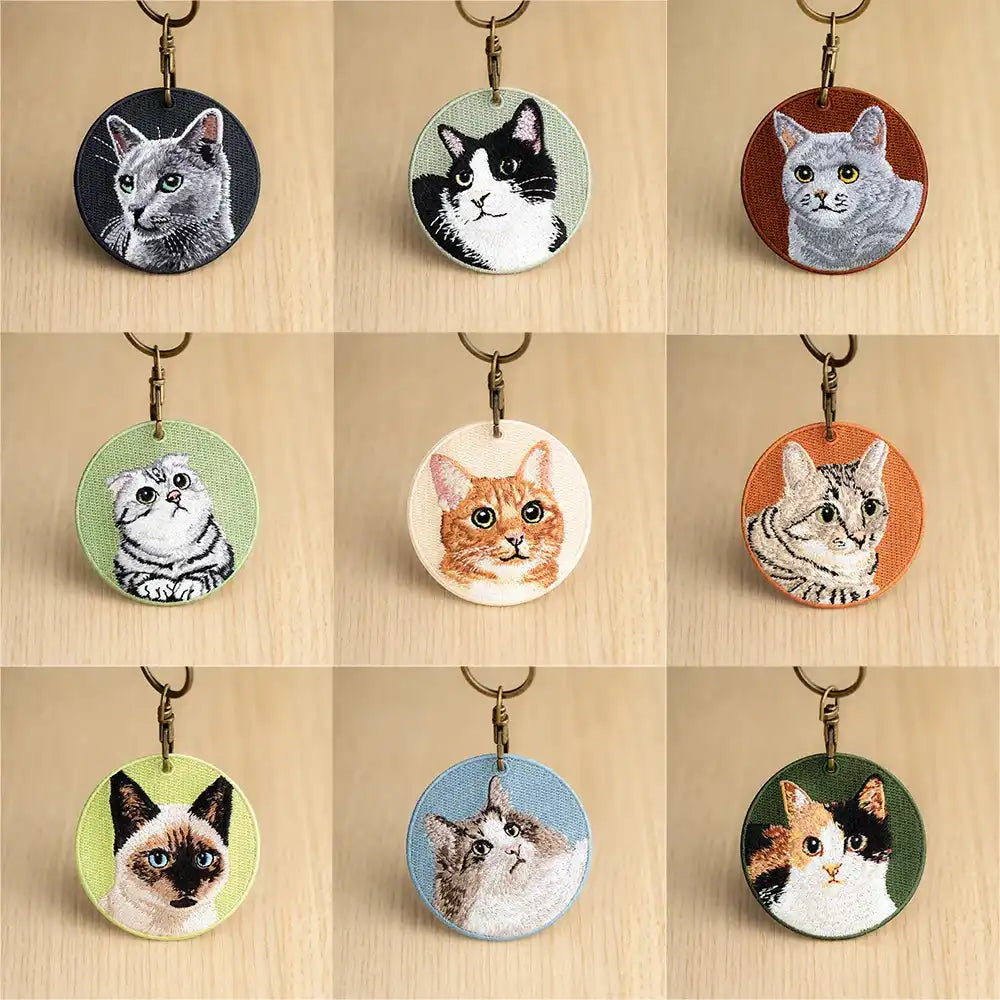 Cute Cartoon Cat Keychain Double-Sided Embroidered - Garfield British Shorthair Pendant Pet Bag Accessories Gift for Men Women