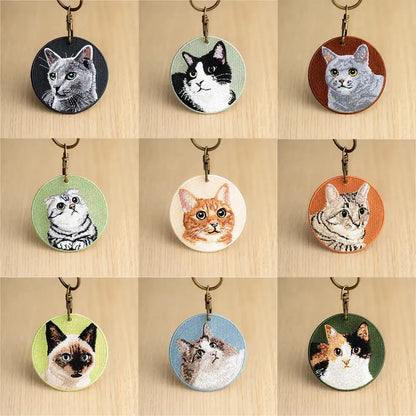 Cute Cartoon Cat Keychain Double-Sided Embroidered - Garfield British Shorthair Pendant Pet Bag Accessories Gift for Men Women