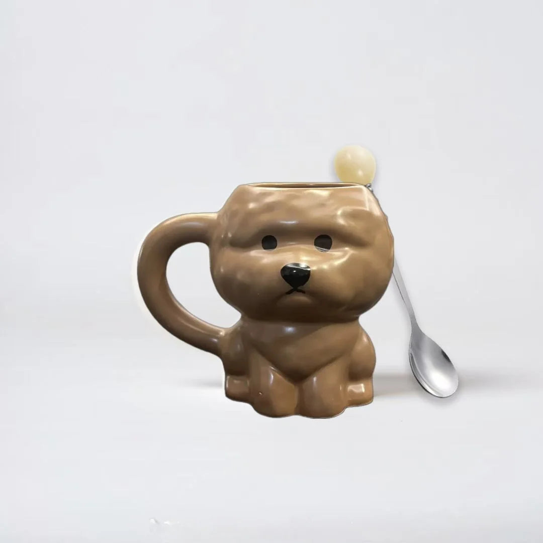 Cute Creative Small Dog Ceramic Mugs Office Coffee Cups Birthday Gifts Couples Cups Home Daily Use 400Ml-450Ml Capacity