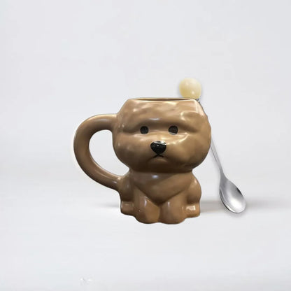 Cute Creative Small Dog Ceramic Mugs Office Coffee Cups Birthday Gifts Couples Cups Home Daily Use 400Ml-450Ml Capacity