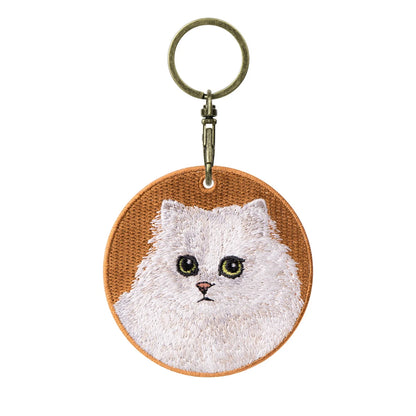 Cute Cartoon Cat Keychain Double-Sided Embroidered - Garfield British Shorthair Pendant Pet Bag Accessories Gift for Men Women