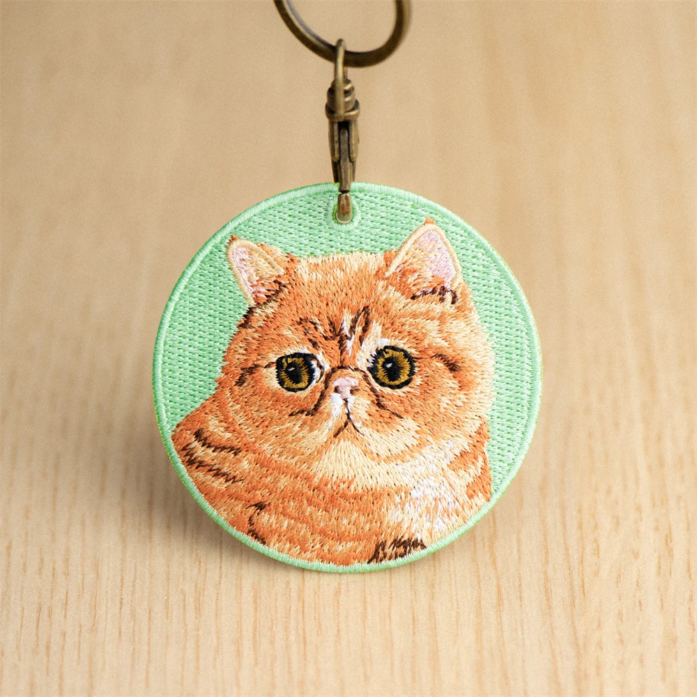 Cute Cartoon Cat Keychain Double-Sided Embroidered - Garfield British Shorthair Pendant Pet Bag Accessories Gift for Men Women