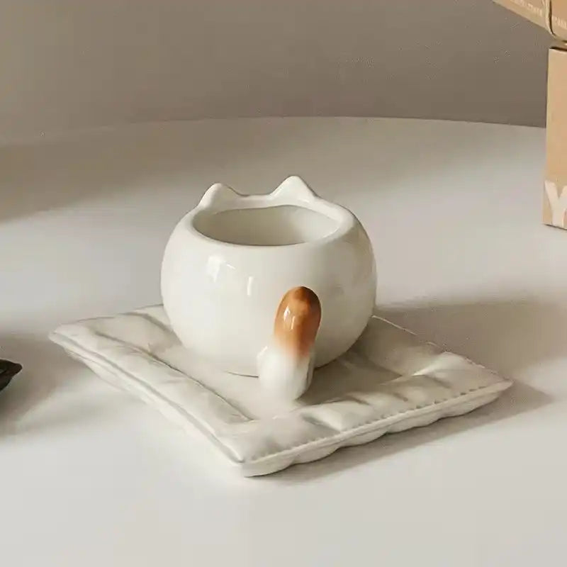 Ceramic Mug Cute Cat Shaped Underglaze Colored Cartoon Siamese Cat Coffee Cups Home Breakfast Milk Coffee Mug Birthday Gift Cup