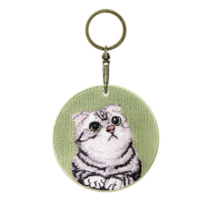 Cute Cartoon Cat Keychain Double-Sided Embroidered - Garfield British Shorthair Pendant Pet Bag Accessories Gift for Men Women