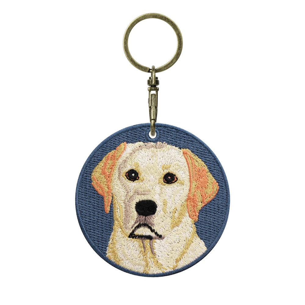 Double-Sided Embroidered Dog Keychain-Corgi Husky Poodle Border Collie Bag Pendant Cute Puppy Pet Accessories Gift for Men Women