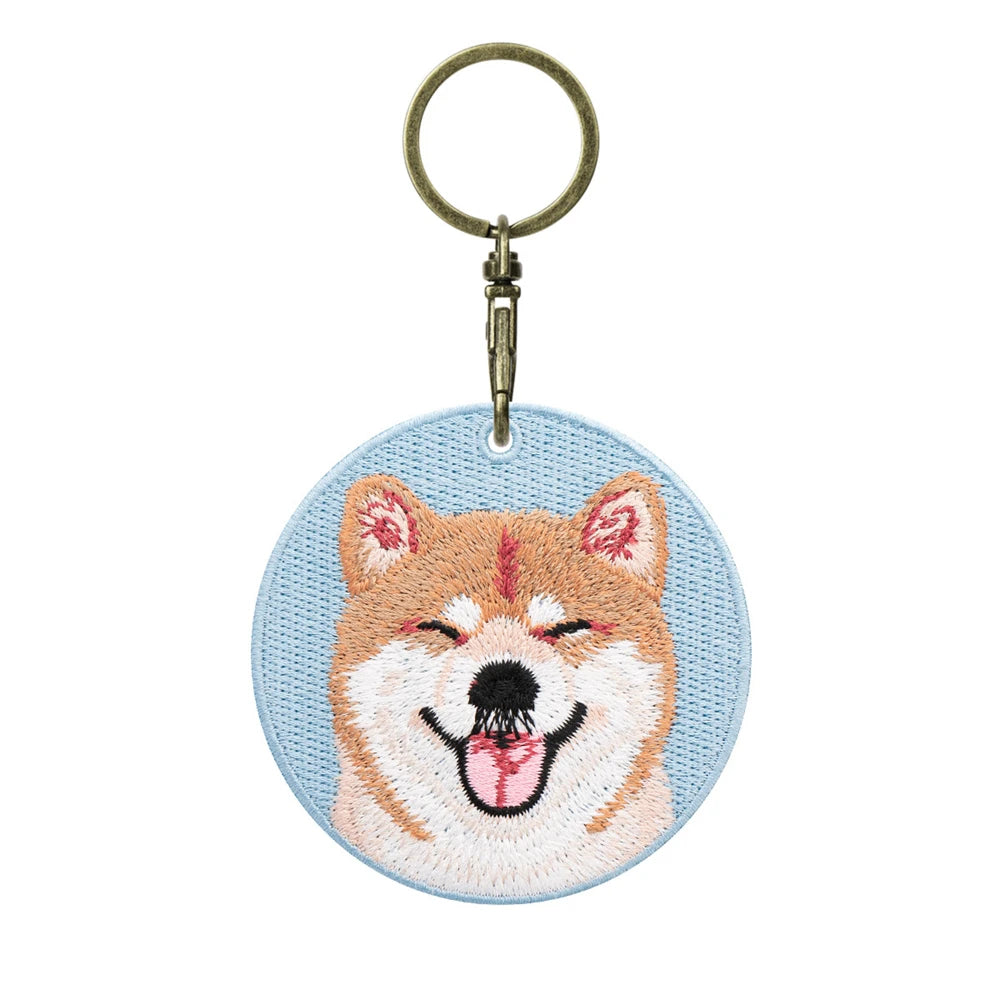 Double-Sided Embroidered Dog Keychain-Corgi Husky Poodle Border Collie Bag Pendant Cute Puppy Pet Accessories Gift for Men Women