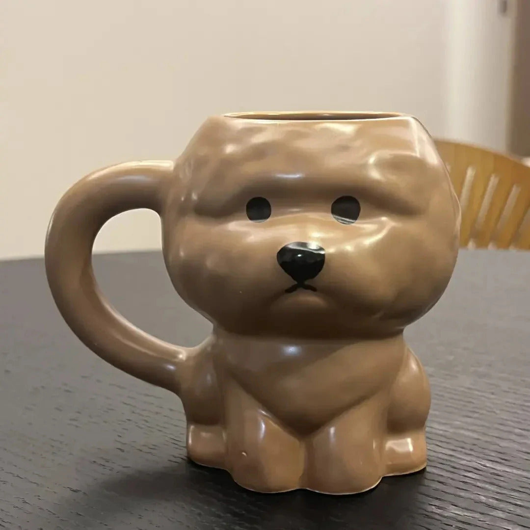 Cute Puppy Ceramic Mugs with Single Ear Handle 400Ml-450Ml Capacity