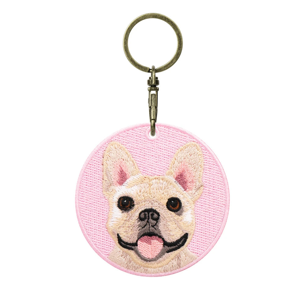 Double-Sided Embroidered Dog Keychain-Corgi Husky Poodle Border Collie Bag Pendant Cute Puppy Pet Accessories Gift for Men Women