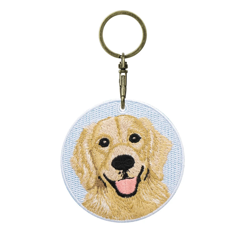 Double-Sided Embroidered Dog Keychain-Corgi Husky Poodle Border Collie Bag Pendant Cute Puppy Pet Accessories Gift for Men Women