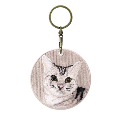Cute Cartoon Cat Keychain Double-Sided Embroidered - Garfield British Shorthair Pendant Pet Bag Accessories Gift for Men Women