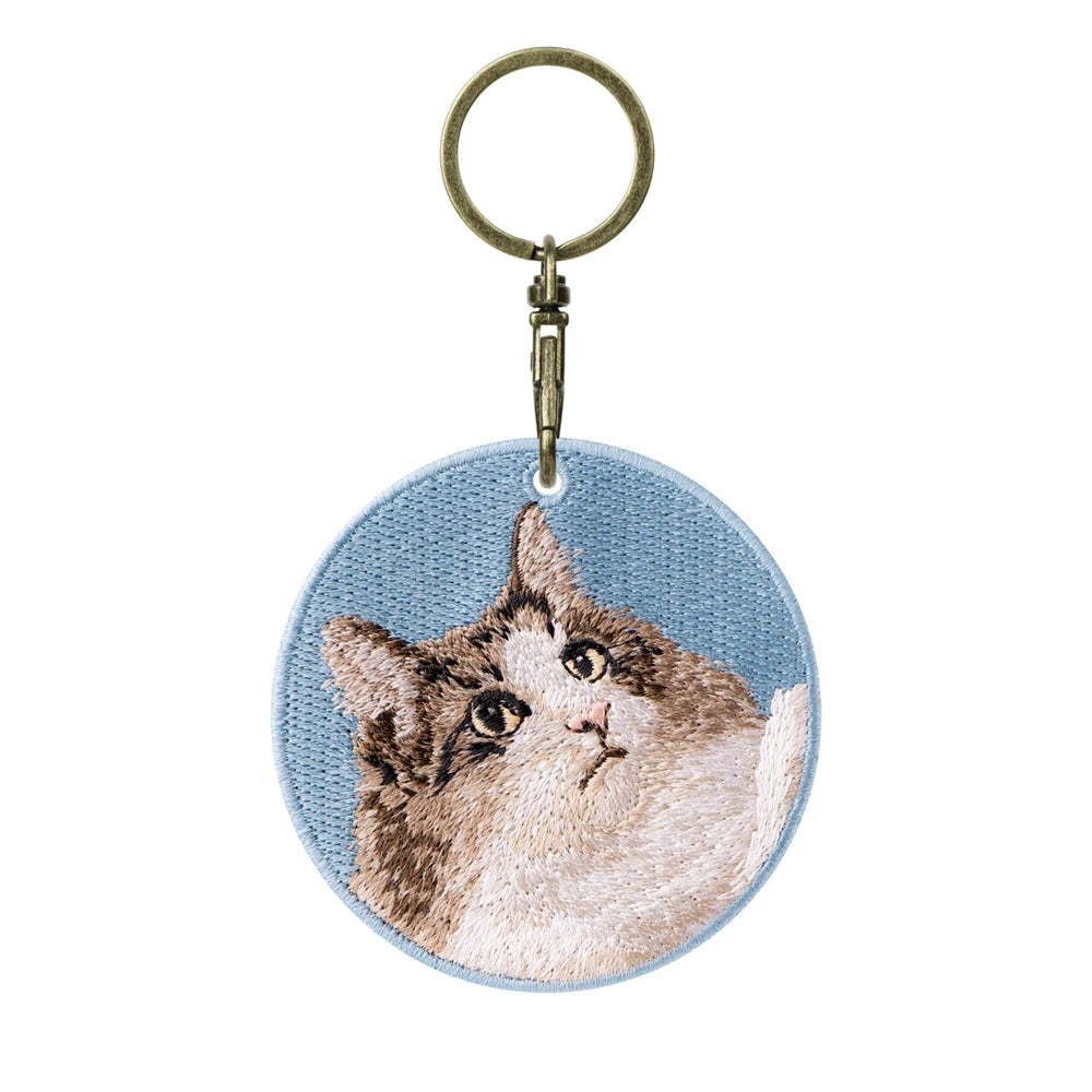 Cute Cartoon Cat Keychain Double-Sided Embroidered - Garfield British Shorthair Pendant Pet Bag Accessories Gift for Men Women