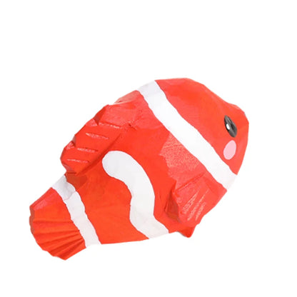Hand Carved Wooden Clownfish Figurine Cute Striped Yellow Blue Red Fish Ornament Statue Sea Animal Home Decor Creative Gift