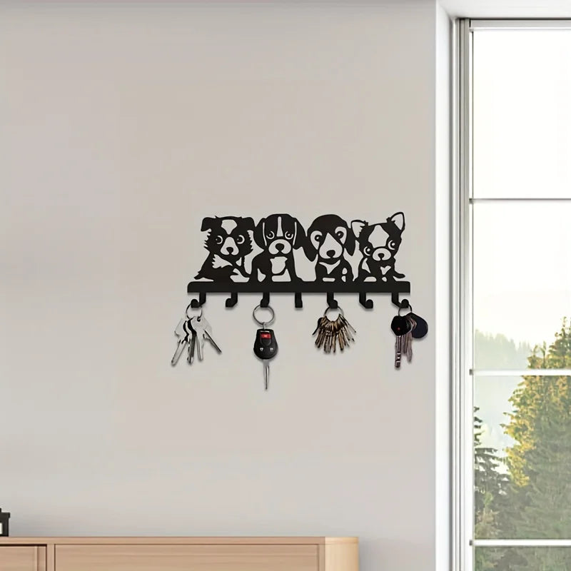 1Pc Metal Chic Dog-Shaped Metal Wall Hook - Easy Install for Coats, Hats, Towels & Keys - Artistic Home Decor