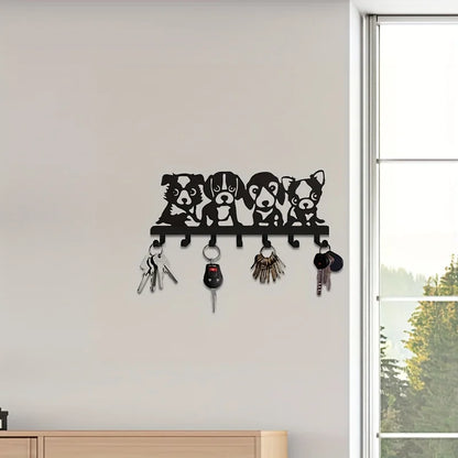 1Pc Metal Chic Dog-Shaped Metal Wall Hook - Easy Install for Coats, Hats, Towels & Keys - Artistic Home Decor
