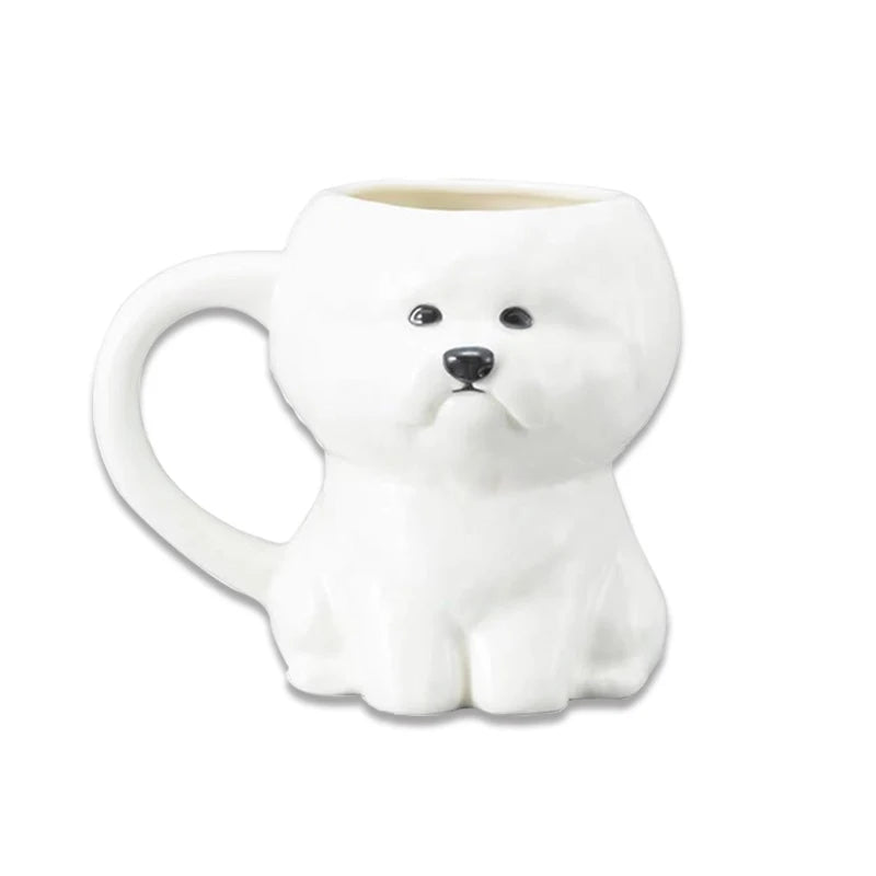 Cute Creative Small Dog Ceramic Mugs Office Coffee Cups Birthday Gifts Couples Cups Home Daily Use 400Ml-450Ml Capacity
