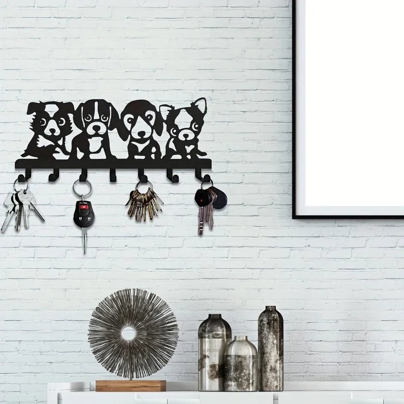 1Pc Metal Chic Dog-Shaped Metal Wall Hook - Easy Install for Coats, Hats, Towels & Keys - Artistic Home Decor