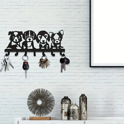 1Pc Metal Chic Dog-Shaped Metal Wall Hook - Easy Install for Coats, Hats, Towels & Keys - Artistic Home Decor