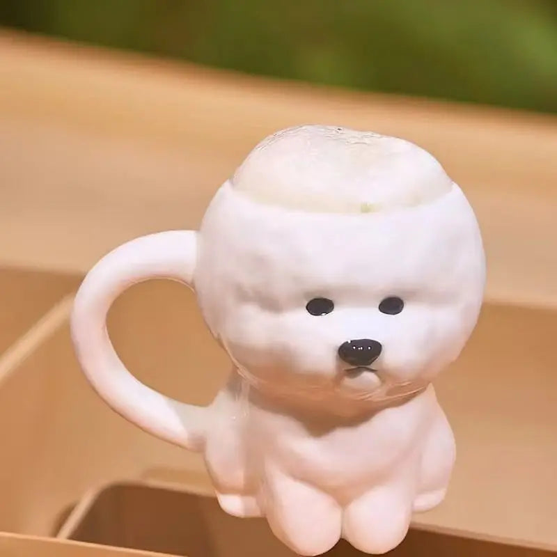 Cute Creative Small Dog Ceramic Mugs Office Coffee Cups Birthday Gifts Couples Cups Home Daily Use 400Ml-450Ml Capacity