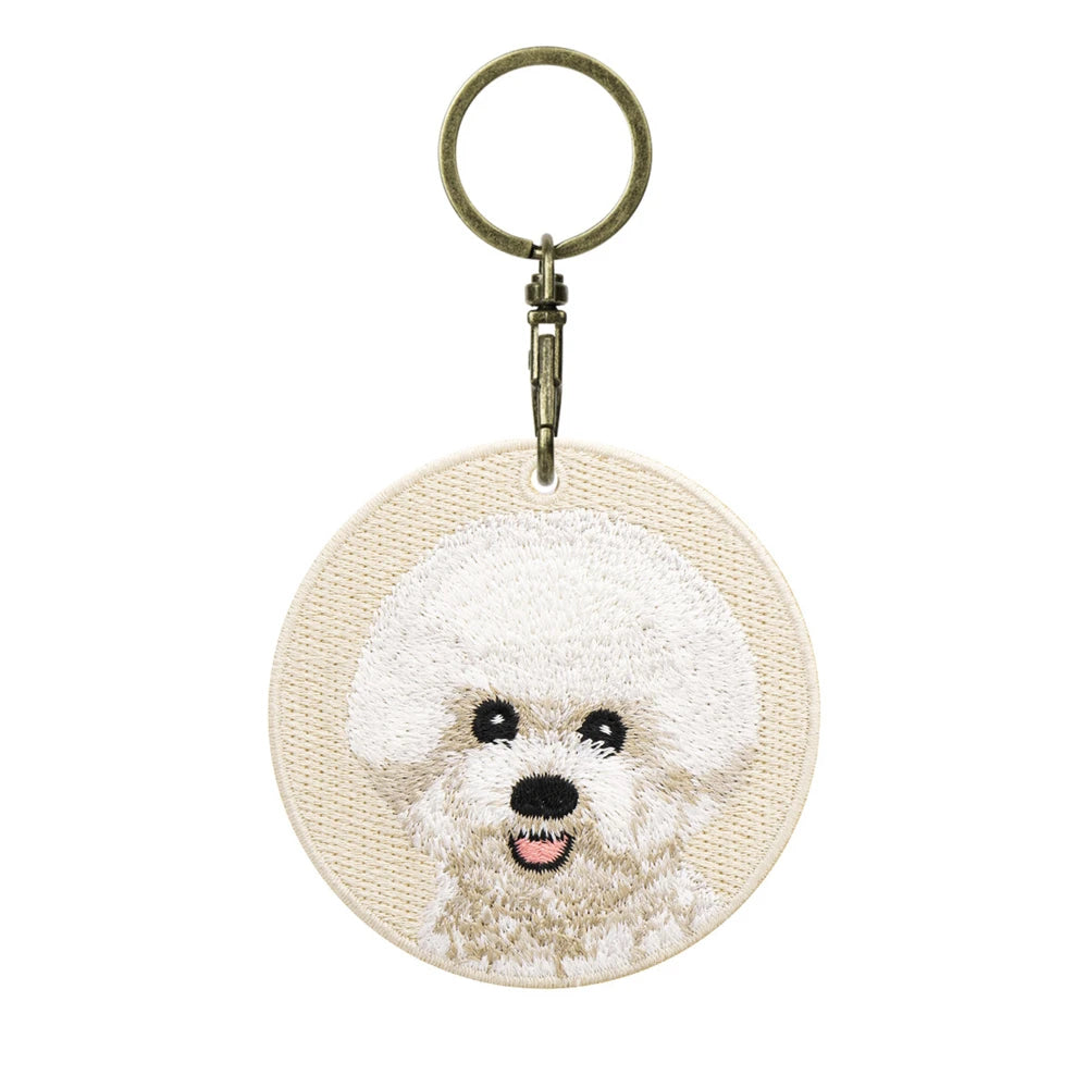Double-Sided Embroidered Dog Keychain-Corgi Husky Poodle Border Collie Bag Pendant Cute Puppy Pet Accessories Gift for Men Women