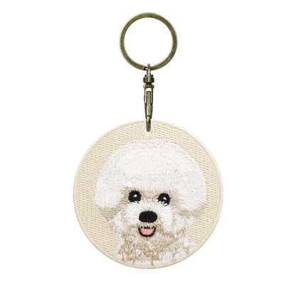 Double-Sided Embroidered Dog Keychain-Corgi Husky Poodle Border Collie Bag Pendant Cute Puppy Pet Accessories Gift for Men Women