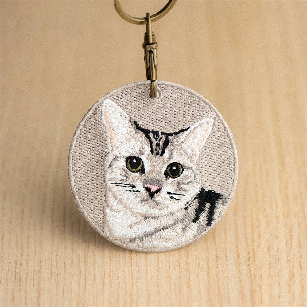 Cute Cartoon Cat Keychain Double-Sided Embroidered - Garfield British Shorthair Pendant Pet Bag Accessories Gift for Men Women
