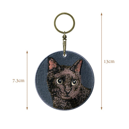 Cute Cartoon Cat Keychain Double-Sided Embroidered - Garfield British Shorthair Pendant Pet Bag Accessories Gift for Men Women