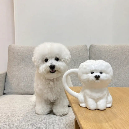 Cute Puppy Ceramic Mugs with Single Ear Handle 400Ml Capacity