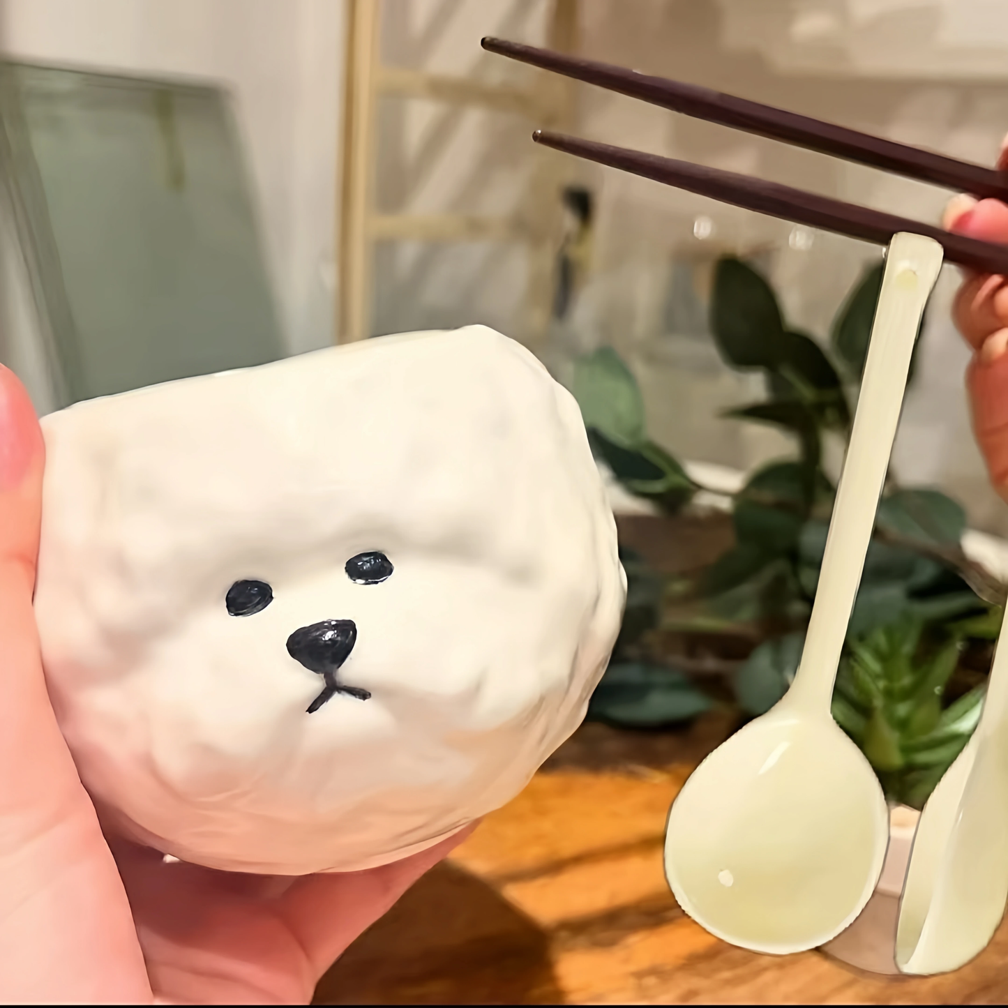 Cute Bichon Puppy Ceramic Chopstick Holder or Bowl