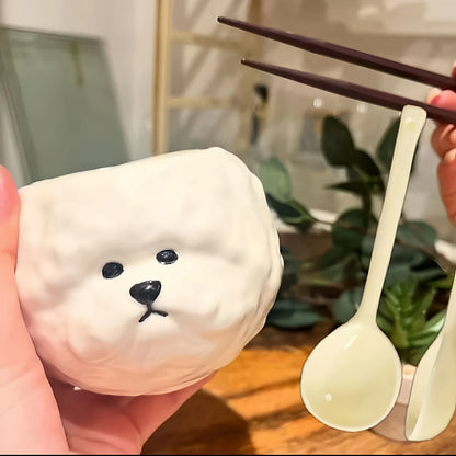 Cute Bichon Puppy Ceramic Chopstick Holder or Bowl