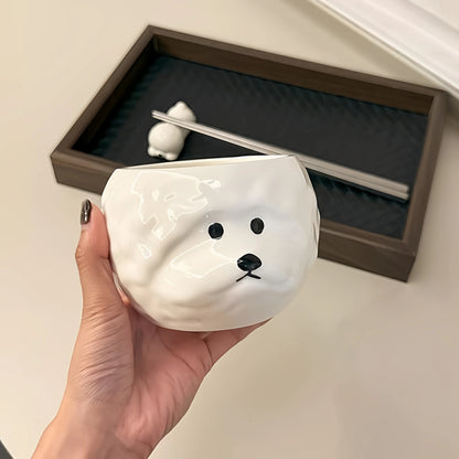Cute Bichon Puppy Ceramic Chopstick Holder or Bowl
