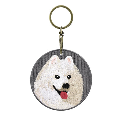 Double-Sided Embroidered Dog Keychain-Corgi Husky Poodle Border Collie Bag Pendant Cute Puppy Pet Accessories Gift for Men Women