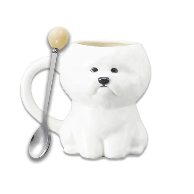 Cute Puppy Ceramic Mugs with Single Ear Handle 400Ml-450Ml Capacity