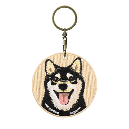 Double-Sided Embroidered Dog Keychain-Corgi Husky Poodle Border Collie Bag Pendant Cute Puppy Pet Accessories Gift for Men Women