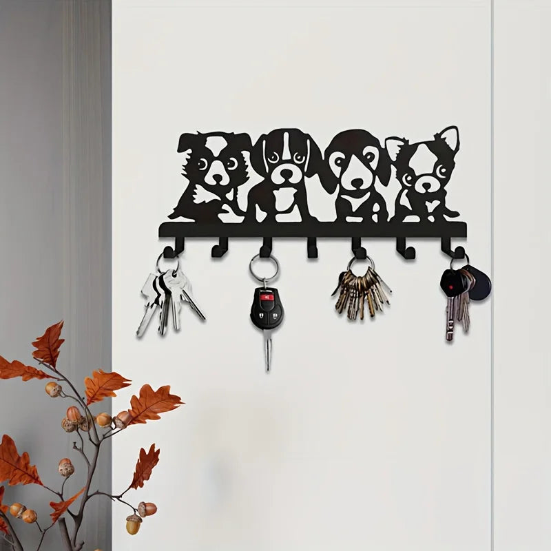 1Pc Metal Chic Dog-Shaped Metal Wall Hook - Easy Install for Coats, Hats, Towels & Keys - Artistic Home Decor