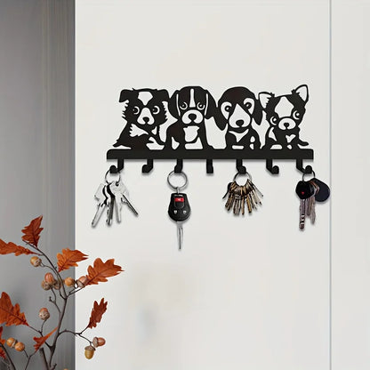 1Pc Metal Chic Dog-Shaped Metal Wall Hook - Easy Install for Coats, Hats, Towels & Keys - Artistic Home Decor