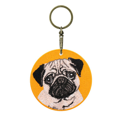 Double-Sided Embroidered Dog Keychain-Corgi Husky Poodle Border Collie Bag Pendant Cute Puppy Pet Accessories Gift for Men Women