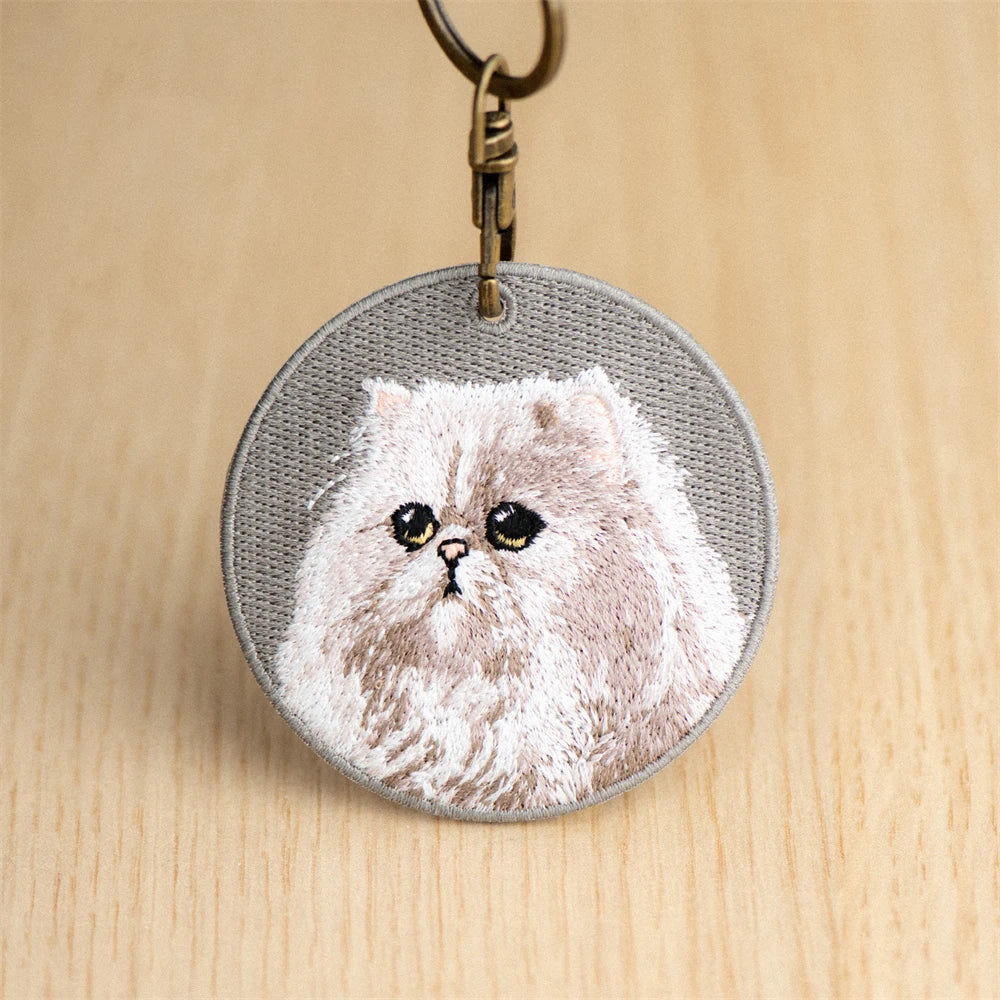 Cute Cartoon Cat Keychain Double-Sided Embroidered - Garfield British Shorthair Pendant Pet Bag Accessories Gift for Men Women