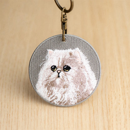 Cute Cartoon Cat Keychain Double-Sided Embroidered - Garfield British Shorthair Pendant Pet Bag Accessories Gift for Men Women