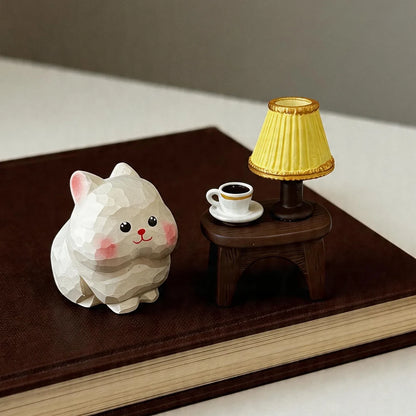 Hand Carved Wooden Rabbit Figurine Cute Mini Bunny Statue Natural Wood Animal Sculpture for Home Office Desk Easter Decor Gift