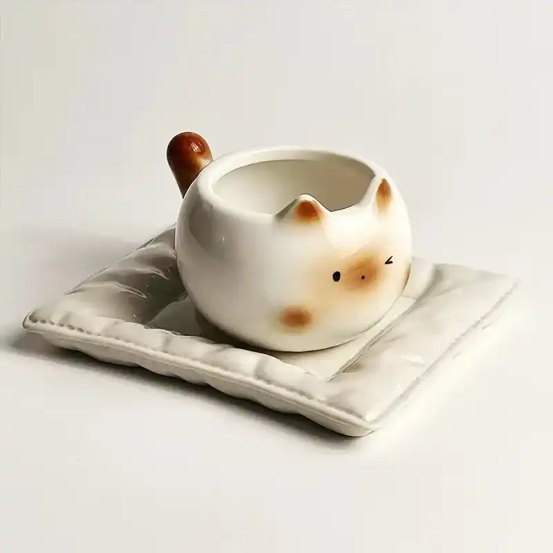Ceramic Mug Cute Cat Shaped Underglaze Colored Cartoon Siamese Cat Coffee Cups Home Breakfast Milk Coffee Mug Birthday Gift Cup