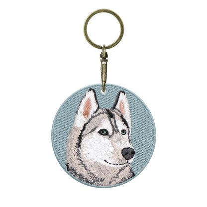 Double-Sided Embroidered Dog Keychain-Corgi Husky Poodle Border Collie Bag Pendant Cute Puppy Pet Accessories Gift for Men Women