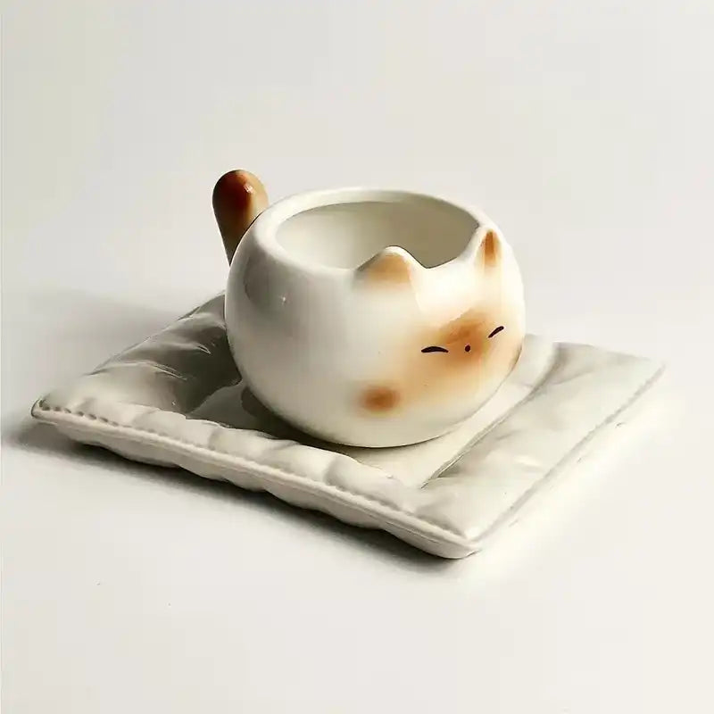 Ceramic Mug Cute Cat Shaped Underglaze Colored Cartoon Siamese Cat Coffee Cups Home Breakfast Milk Coffee Mug Birthday Gift Cup