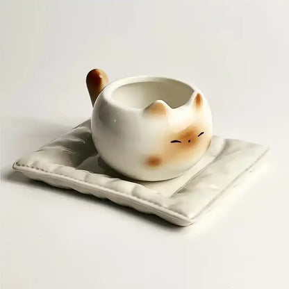 Ceramic Mug Cute Cat Shaped Underglaze Colored Cartoon Siamese Cat Coffee Cups Home Breakfast Milk Coffee Mug Birthday Gift Cup
