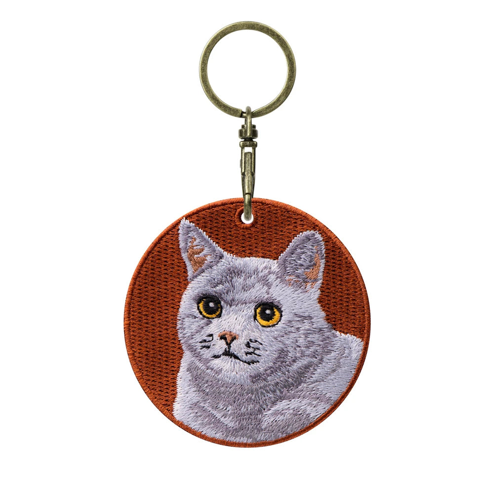 Cute Cartoon Cat Keychain Double-Sided Embroidered - Garfield British Shorthair Pendant Pet Bag Accessories Gift for Men Women