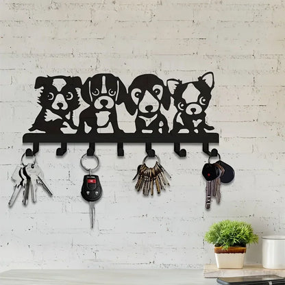 1Pc Metal Chic Dog-Shaped Metal Wall Hook - Easy Install for Coats, Hats, Towels & Keys - Artistic Home Decor