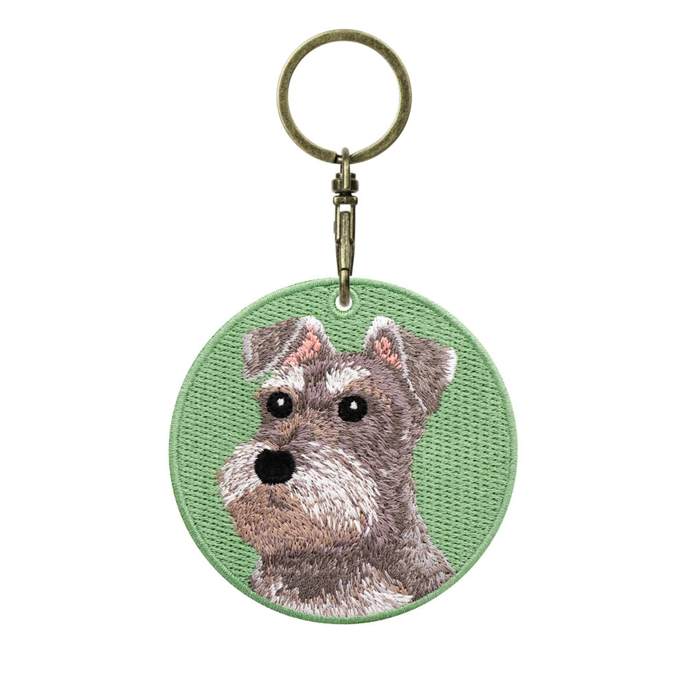 Double-Sided Embroidered Dog Keychain-Corgi Husky Poodle Border Collie Bag Pendant Cute Puppy Pet Accessories Gift for Men Women
