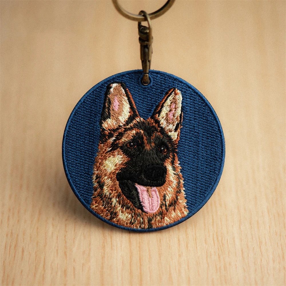 Double-Sided Embroidered Dog Keychain-Corgi Husky Poodle Border Collie Bag Pendant Cute Puppy Pet Accessories Gift for Men Women