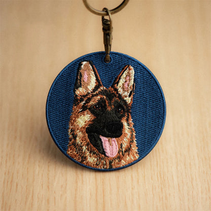 Double-Sided Embroidered Dog Keychain-Corgi Husky Poodle Border Collie Bag Pendant Cute Puppy Pet Accessories Gift for Men Women